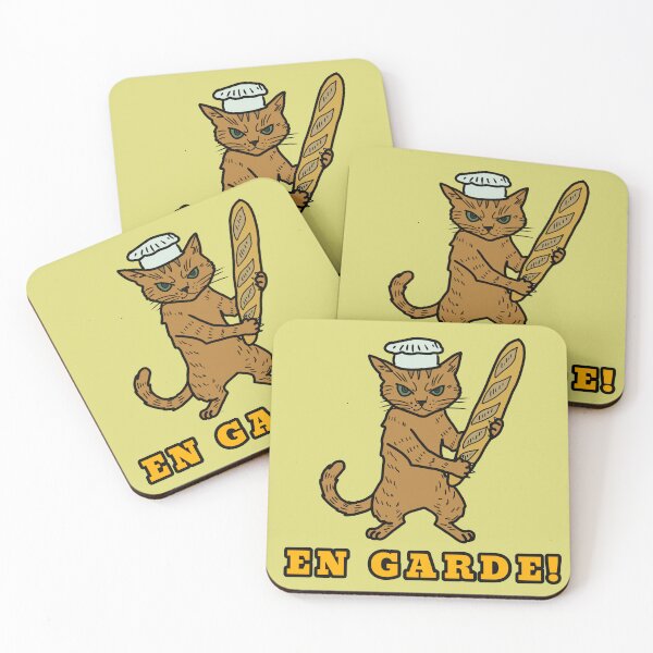 Item preview, ​En Garde! Funny Baker Cat with Baguette designed and sold by LeshanArt.