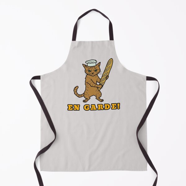 Item preview, En Garde! Funny Baker Cat with Baguette designed and sold by LeshanArt.