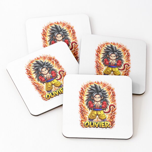 Item preview, Olivier Name Sticker – Chibi Warrior Super Saiyan 4 Flames designed and sold by StickerPrénom.
