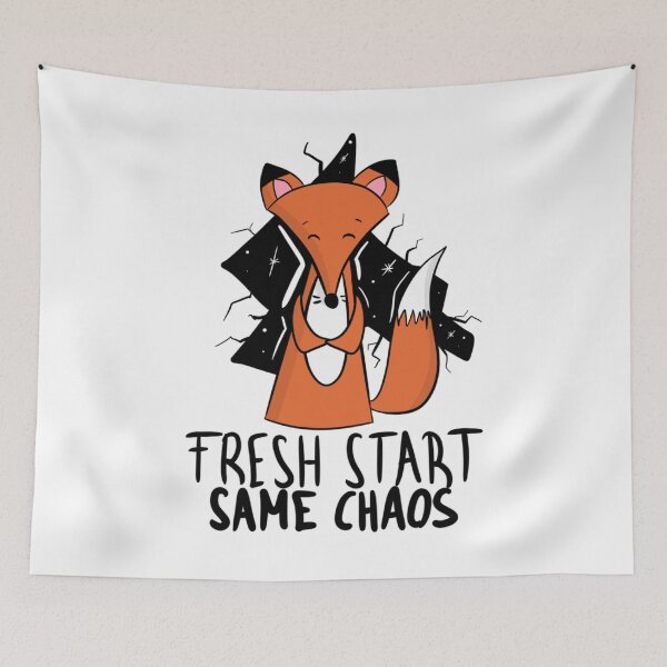 Item preview, Fresh Start Same Chaos Cute Fox Neurodivergent ADHD Humor designed and sold by DesignFreakArt.