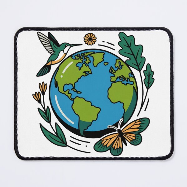 Item preview, Earth Day Every Day T-Shirt - Nature Planet Globe with Butterfly and Hummingbird Tee designed and sold by MerchlyMike.