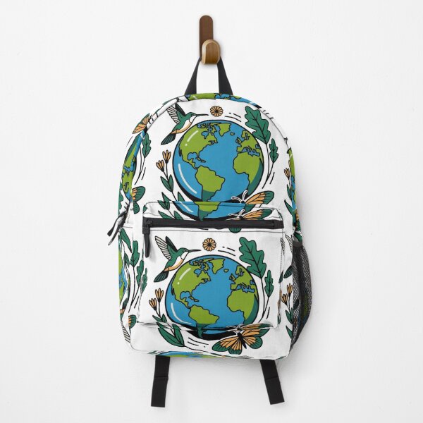 Item preview, Earth Day Every Day T-Shirt - Nature Planet Globe with Butterfly and Hummingbird Tee designed and sold by MerchlyMike.