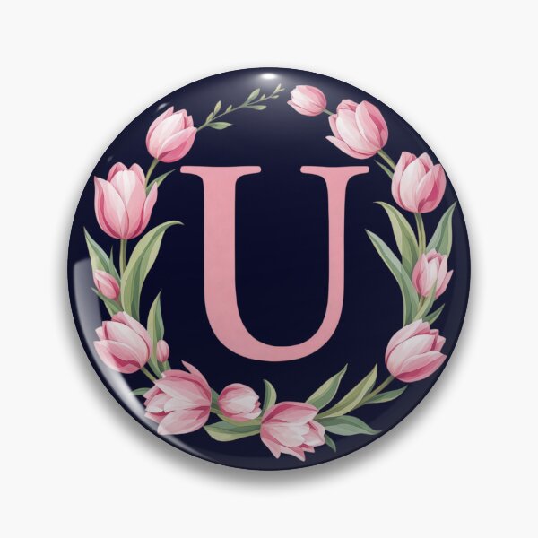 Item preview, Letter U Floral Monogram with Pink Tulips designed and sold by roxysnextgenart.