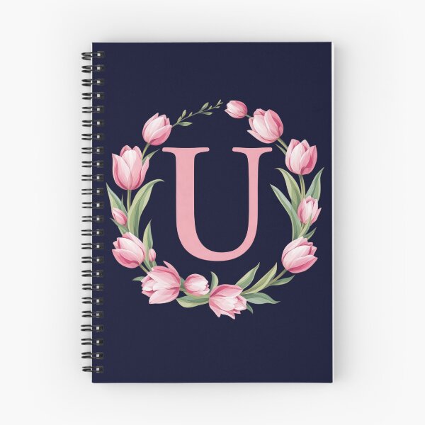 Artikelvorschau, Buchstabe U, florales Monogramm mit rosa Tulpen entworfen und verkauft von roxysnextgenart.