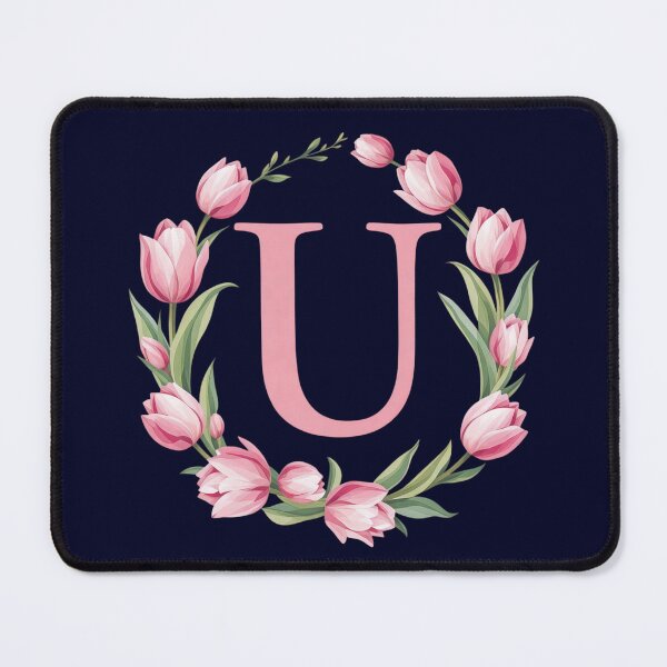 Item preview, Letter U Floral Monogram with Pink Tulips designed and sold by roxysnextgenart.