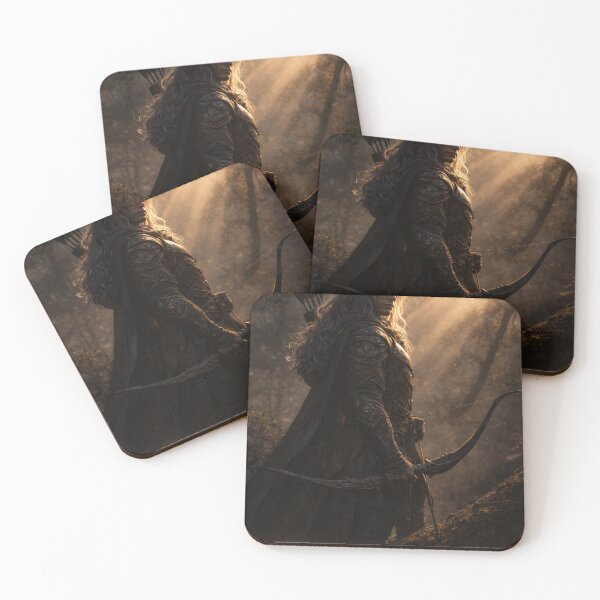 Item preview, Elven Forest Guardian | Silver-Haired Archer in Golden Light designed and sold by MythicPortals.