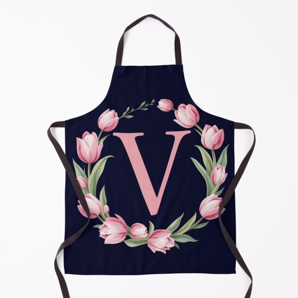 Item preview, Letter V Floral Monogram with Pink Tulips designed and sold by roxysnextgenart.