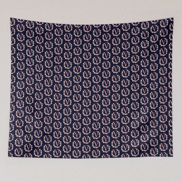Item preview, Letter V Floral Monogram with Pink Tulips designed and sold by roxysnextgenart.