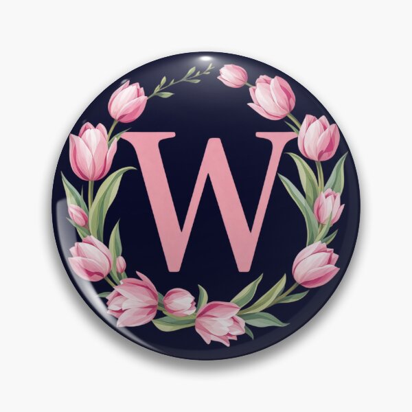 Item preview, Letter W Floral Monogram with Pink Tulips designed and sold by roxysnextgenart.