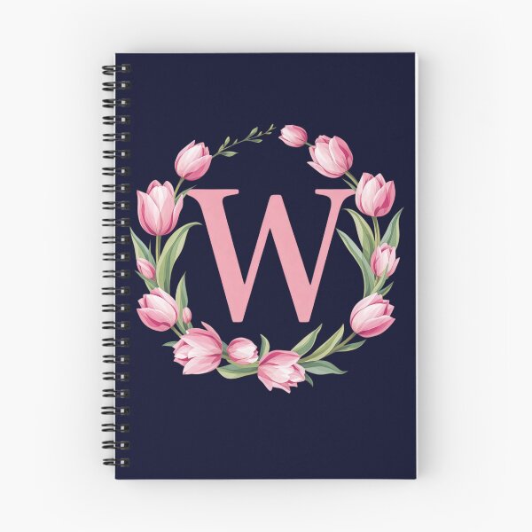 Item preview, Letter W Floral Monogram with Pink Tulips designed and sold by roxysnextgenart.