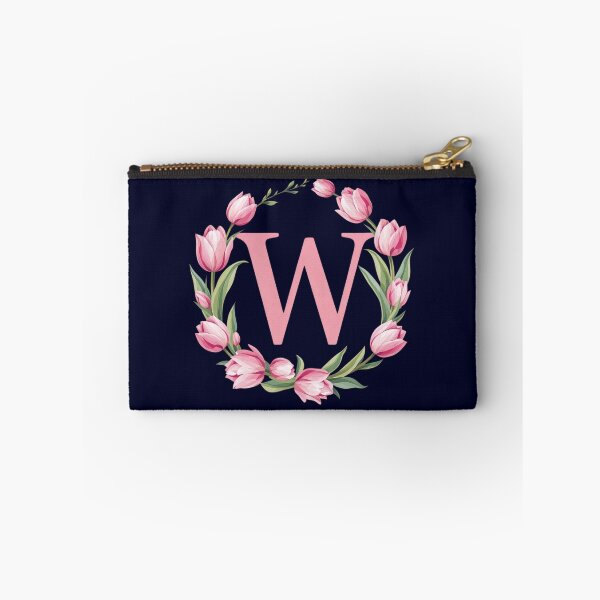 Item preview, Letter W Floral Monogram with Pink Tulips designed and sold by roxysnextgenart.