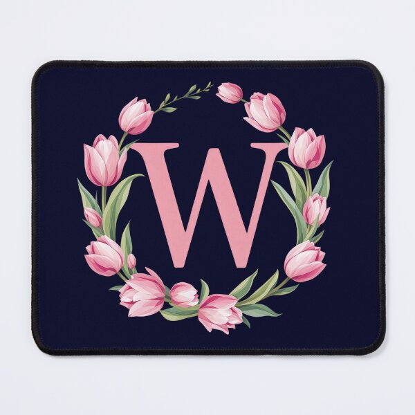 Item preview, Letter W Floral Monogram with Pink Tulips designed and sold by roxysnextgenart.