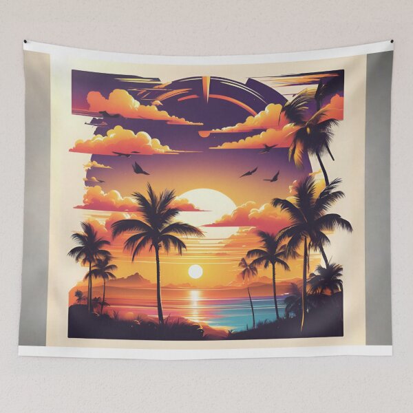 Item preview, Retro Tropical Palm Silhouette Sunset Poster Art designed and sold by CASASIS_MERCH.