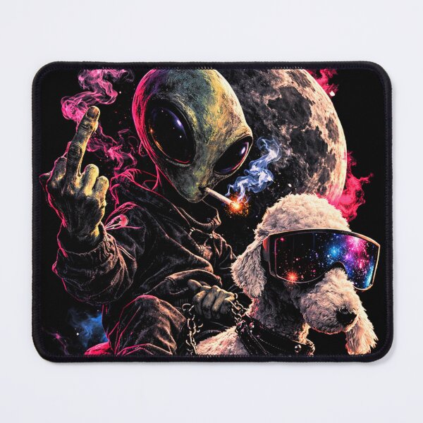 Item preview, Alien Riding Bedlington Terrier Space Trip designed and sold by MariDonna.