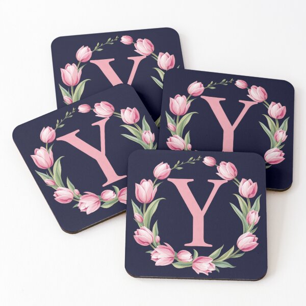 Item preview, Letter Y Floral Monogram with Pink Tulips designed and sold by roxysnextgenart.