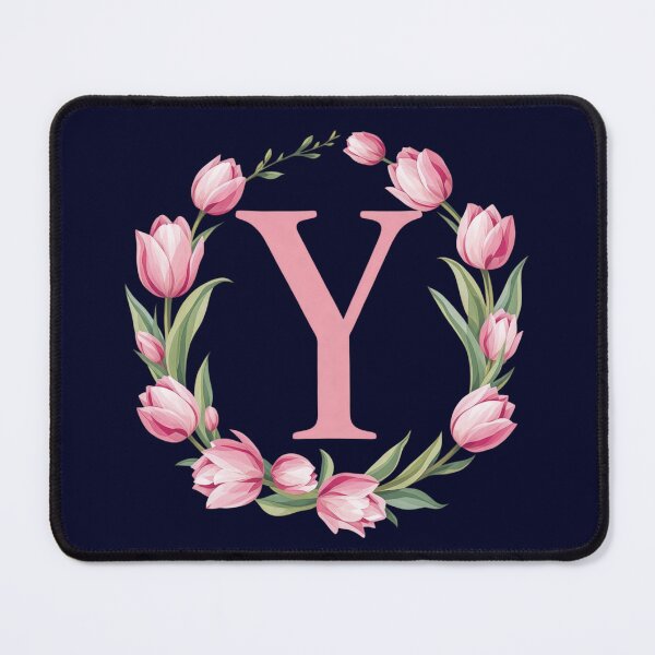 Item preview, Letter Y Floral Monogram with Pink Tulips designed and sold by roxysnextgenart.