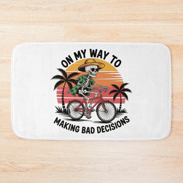 Item preview, On My Way to Making Bad Decisions – Funny Skeleton Biker Retro Sunset Beach Bicycle designed and sold by ArcticFoxStudio.