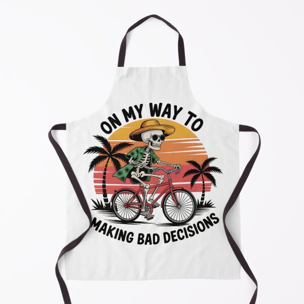 Item preview, On My Way to Making Bad Decisions – Funny Skeleton Biker Retro Sunset Beach Bicycle designed and sold by ArcticFoxStudio.
