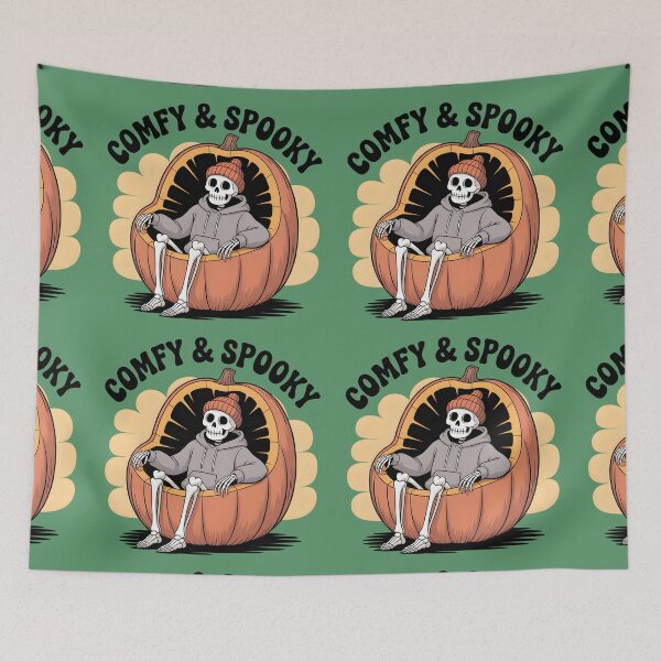 Item preview, Comphy and Spooky - Groovy Skeleton King in a Cozy Pumpkin designed and sold by Raw Tigers.