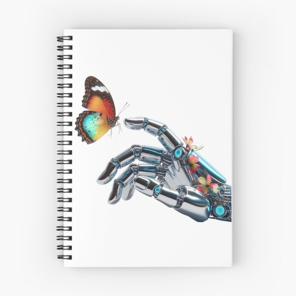 Item preview,  Robot Hand Gently Touching a Monarch Butterfly - Steampunk Nature Fusion designed and sold by AlanyaArtX.