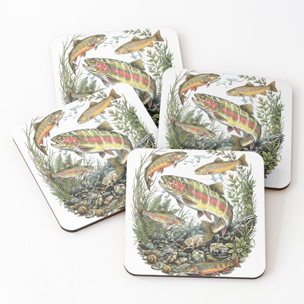 Item preview, Vintage Rainbow Trout 90s River Wildlife Fishing Illustration designed and sold by VGAfanatic.