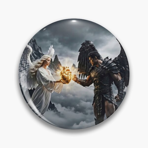 Item preview, Angel and Demon holding Golden Heart designed and sold by NadinGerasi.