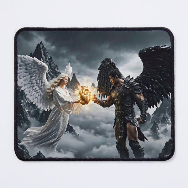 Item preview, Angel and Demon holding Golden Heart designed and sold by NadinGerasi.
