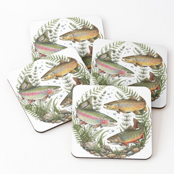 Item preview, Vintage Rainbow Trout 90s River Wildlife Fishing Illustration designed and sold by VGAfanatic.