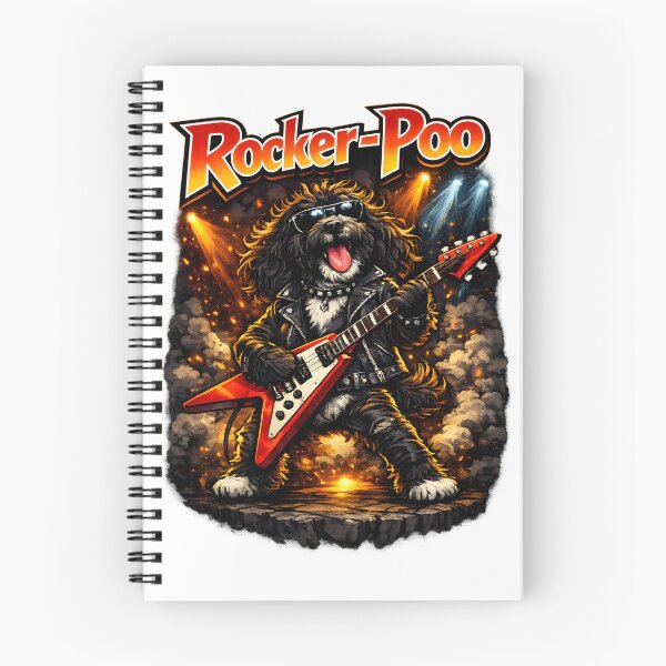 Item preview, Black Cockerpoo Rock Star palying live guitar - rock metal music fan gift designed and sold by Dazzio Designs.