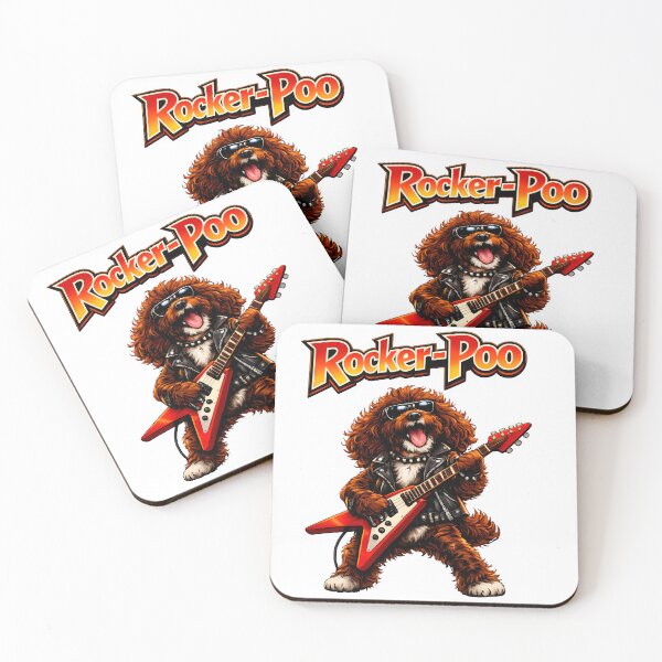 Item preview, Chocolate Cockerpoo playing rock guitar in cool shades - Cool gift for dog lovers designed and sold by Dazzio Designs.