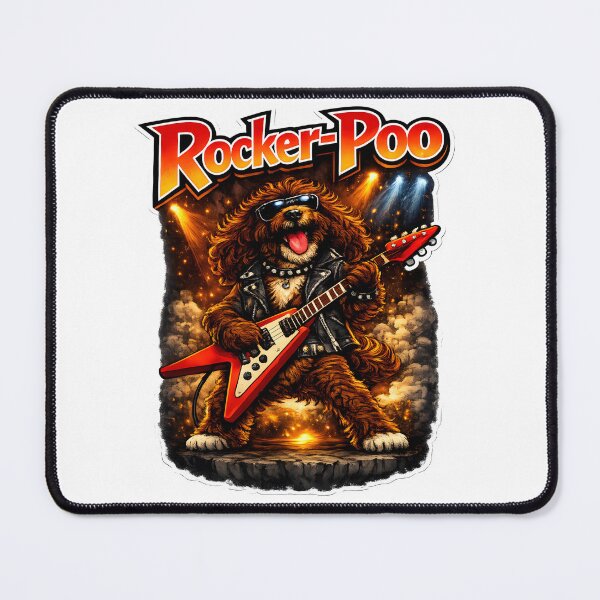 Item preview, Chocolate Cockerpoo Guitar Rock Star Explosive Background - Gift for dog Moms designed and sold by Dazzio Designs.