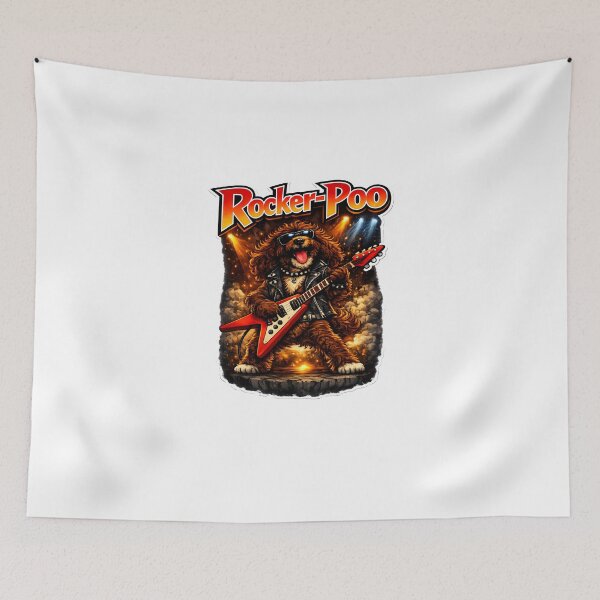 Item preview, Chocolate Cockerpoo Guitar Rock Star Explosive Background - Gift for dog Moms designed and sold by Dazzio Designs.