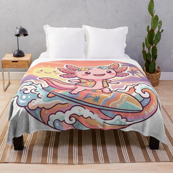 Item preview, Tropical Surfing Axolotl at Sunset Paradise Kawaii Axolotl for Kids designed and sold by lematworks.