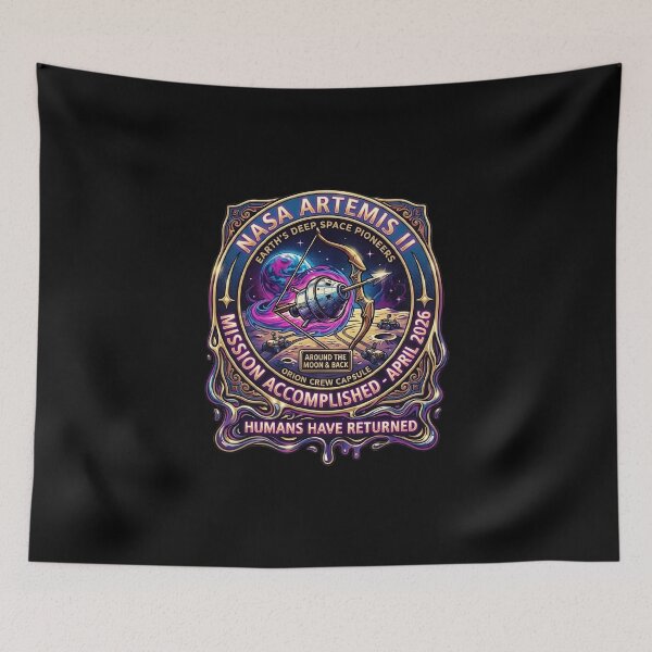 Item preview, NASA Artemis II Mission Accomplished 2026 - Retro Neon Synthwave Edition designed and sold by Stardust Motel.