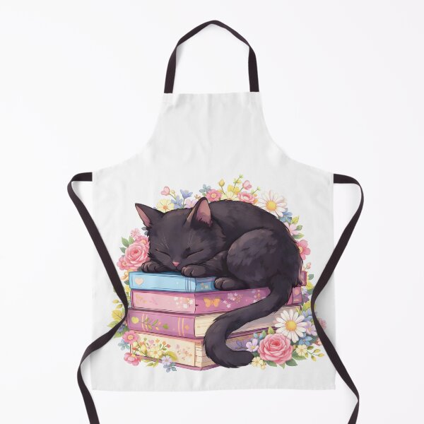 Item preview, Black Cat on Colorful Books Sticker | Cute Bookish Cat Floral Reader Design designed and sold by d3zgn3d.
