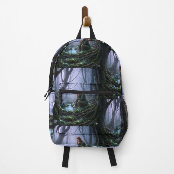 Item preview, A woman and blue fox in misty woods. designed and sold by JoyNest = "The nest of joy".