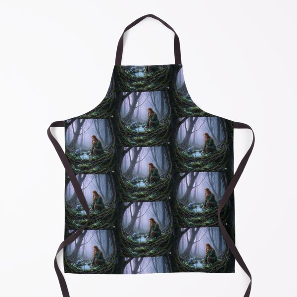 Item preview, ​​A woman and blue fox in misty woods. designed and sold by JoyNest = "The nest of joy".