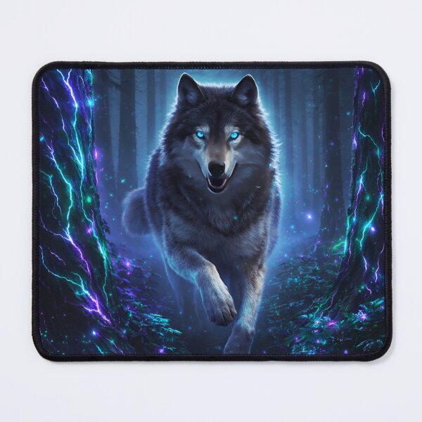 Item preview, Neon Wolf Forest Night Glow designed and sold by UrsaForge.