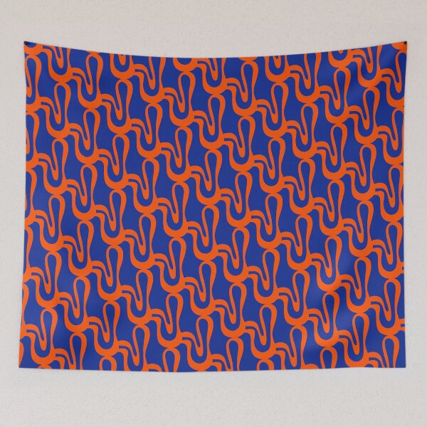 Item preview, Bright Blue & Orange Abstract Pop Wiggle Pattern - Bold Cobalt Modern Design designed and sold by kierkegaard.
