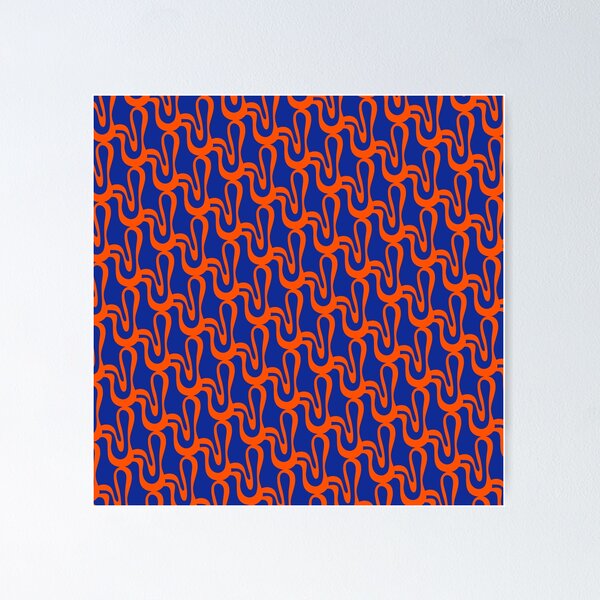Item preview, Bright Blue & Orange Abstract Pop Wiggle Pattern - Bold Cobalt Modern Design designed and sold by kierkegaard.