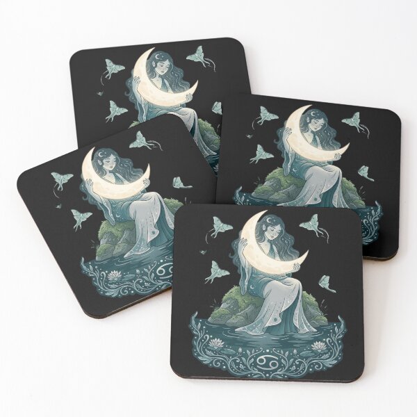Item preview, Cancer Whimsigoth Zodiac Art — Dark Lunar Water Sign Astrology Design designed and sold by DriftingDoodle.
