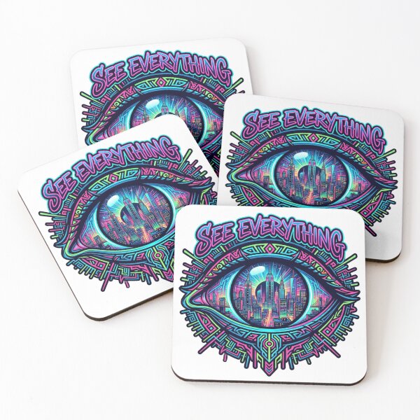 Item preview, See Everything Neon Eye Cyberpunk City – Futuristic Street Art Design designed and sold by PLUSHIWORLDtm.