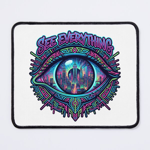 Item preview, See Everything Neon Eye Cyberpunk City – Futuristic Street Art Design designed and sold by PLUSHIWORLDtm.
