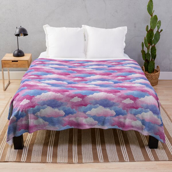 Item preview, Transgender Flag Watercolor Clouds Pattern designed and sold by NicolasGlowArt.