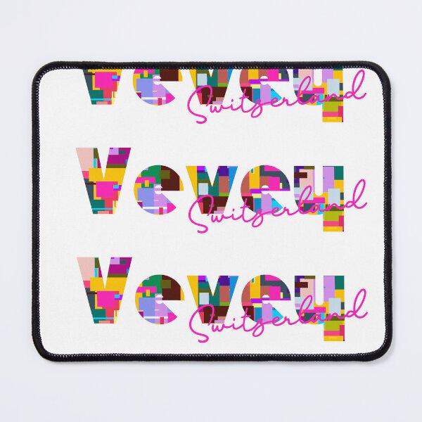 Item preview, Vevey, Switzerland, Vibrant Abstract City Typography Art designed and sold by Wanderful-roads.