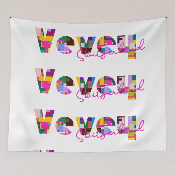 Item preview, Vevey, Switzerland, Vibrant Abstract City Typography Art designed and sold by Wanderful-roads.