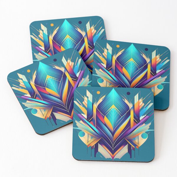 Item preview, Neon Ascension – Vibrant Geometric Botanical Digital Art Print designed and sold by AlgorithmiaArt.