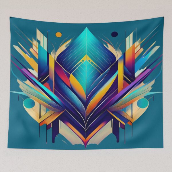 Item preview, Neon Ascension – Vibrant Geometric Botanical Digital Art Print designed and sold by AlgorithmiaArt.