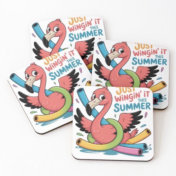 Aperçu de l'œuvre Flamant rose drôle été – design piscine vacances créée et vendue par JA World - Art & Design.