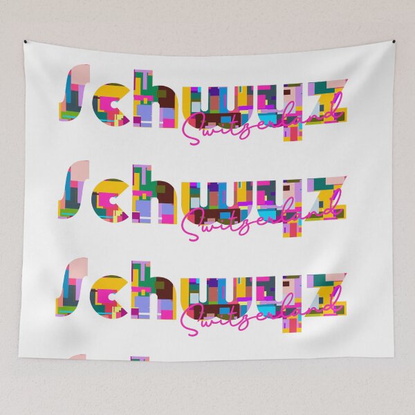 Item preview, Schwyz, Switzerland, Vibrant Abstract City Typography Art designed and sold by Wanderful-roads.